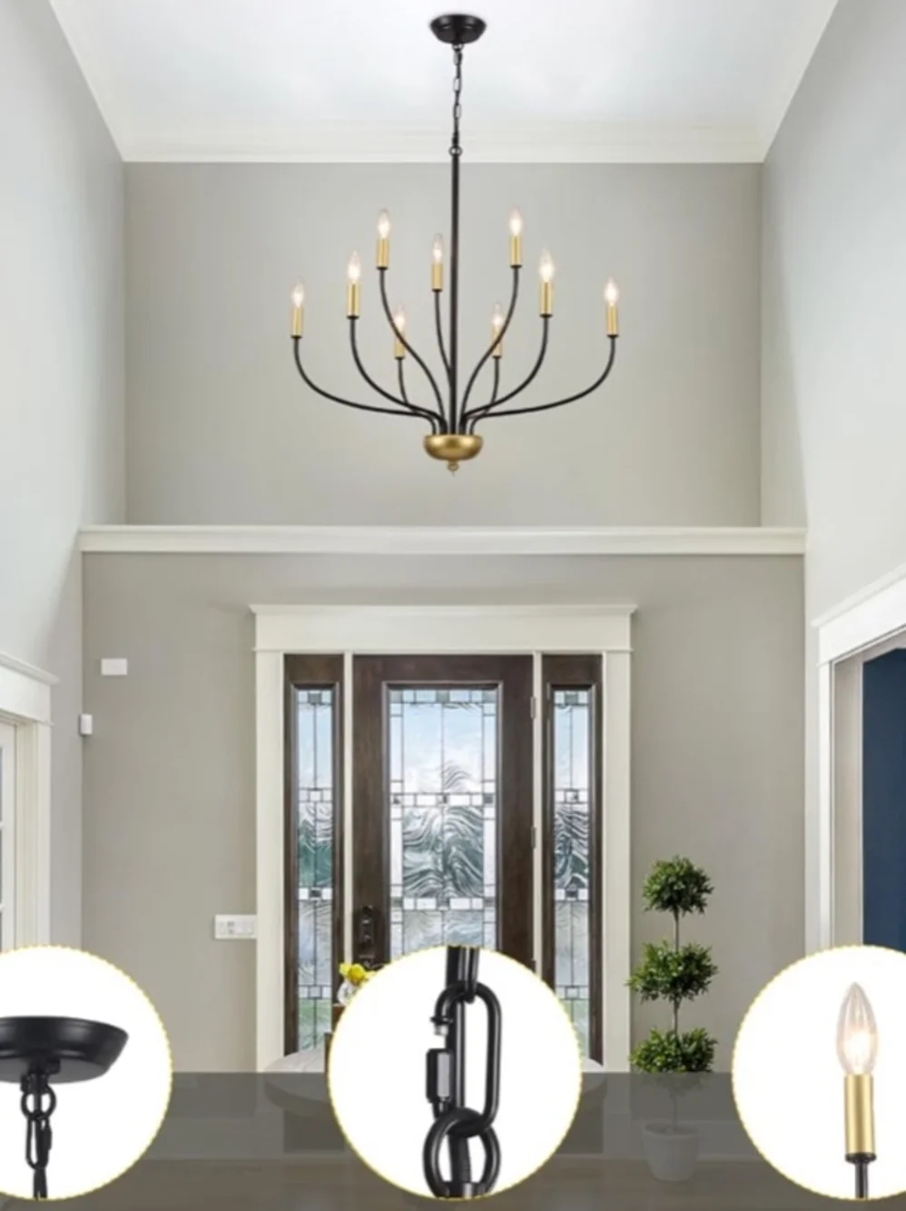 Modern Black and Gold 9-Light Chandelier - Home Accents